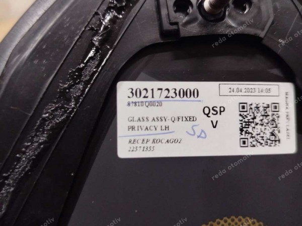 Hyundai İ20 2021> Sol Arka Kelebek Küstod camı 87810-Q0020 SP (LC122)