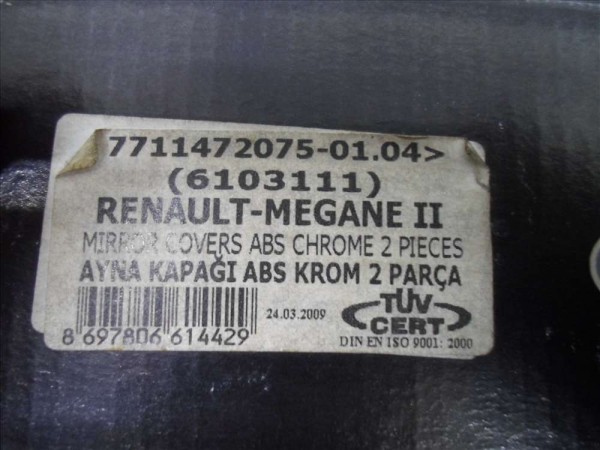 Renault Megane 2 Nikelaj Krom Ayna Kaplama 7711472075  YS YP [C-B-130]