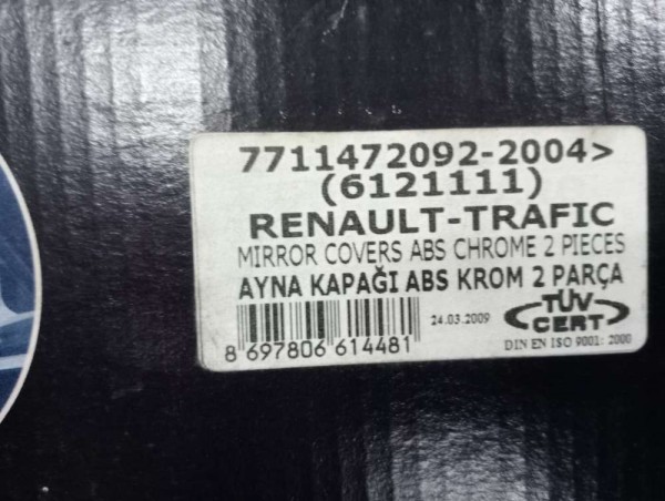 Renault Trafic Opel Vivaro Nikelaj Krom Ayna Kapağı Takım 7711472092 YS YP [C-B-130]