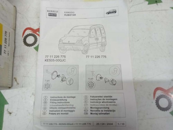 Renault Kangoo 1 Çeki Demir Kablosu Römork Bağlantı YP