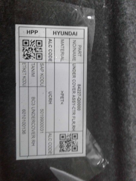 Hyundai İ20 Bayon Sağ Alt Muhafaza Koruma Bakaliti Halısı Orj. SP YP 84227-Q0000