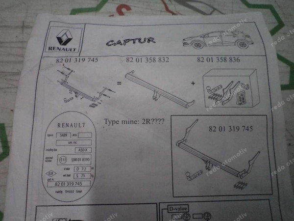 Renault Captur Kuğu Boynu Çeki Demiri Orjinal 8201358836 YP (AF-120)