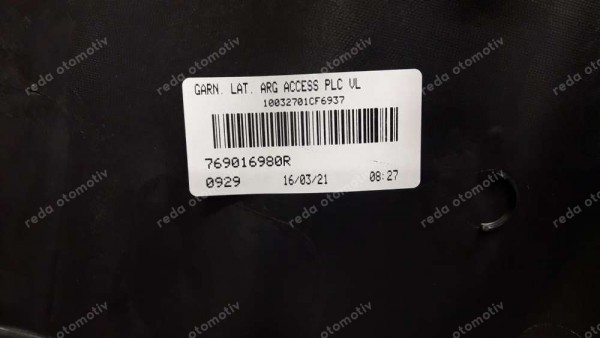 Renault Kangoo3 Bagaj Kaplaması (Sol Arka Yan Pano) 769016980R YP (GC-140)